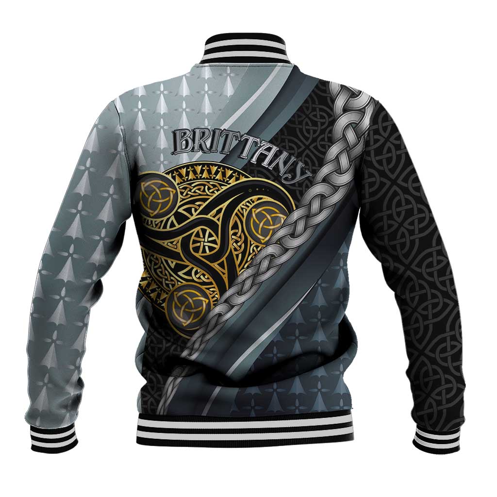 Brittany Triskele Celtic Baseball Jacket Silver and Gold Sporty Style - Wonder Print Shop
