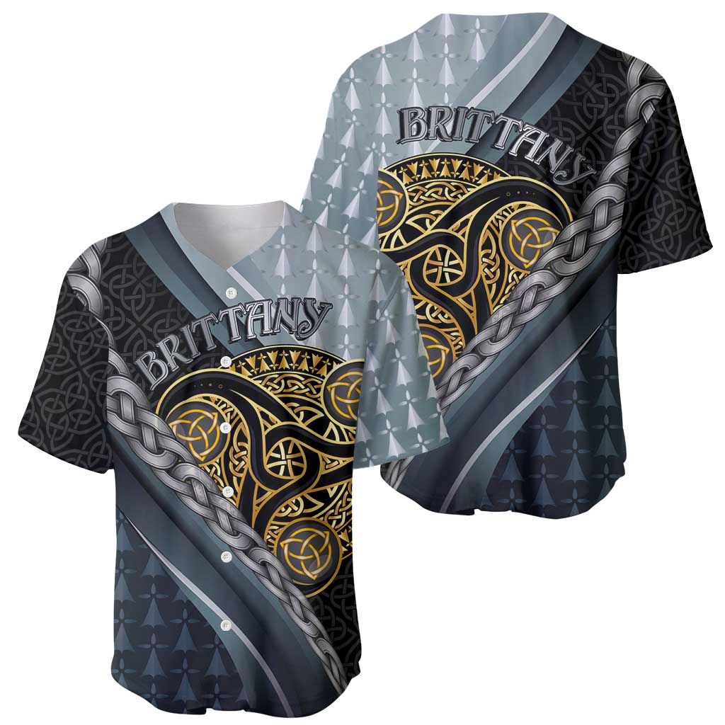 Brittany Triskele Celtic Baseball Jersey Silver and Gold Sporty Style - Wonder Print Shop