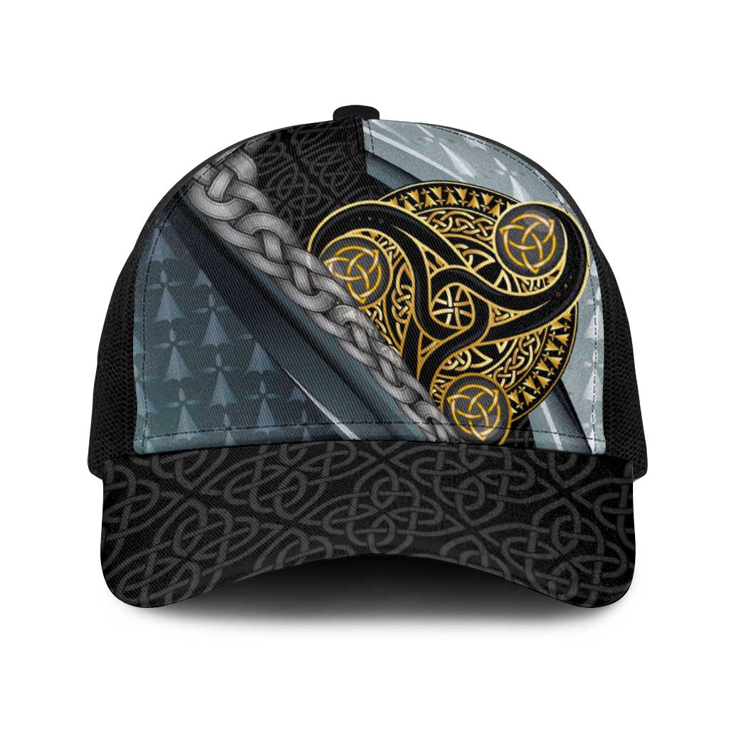 Brittany Triskele Celtic Baseball Net Cap Silver and Gold Sporty Style - Wonder Print Shop