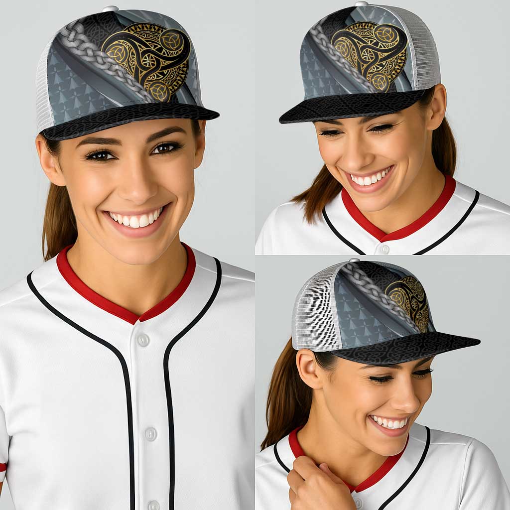 Brittany Triskele Celtic Baseball Net Cap Silver and Gold Sporty Style - Wonder Print Shop