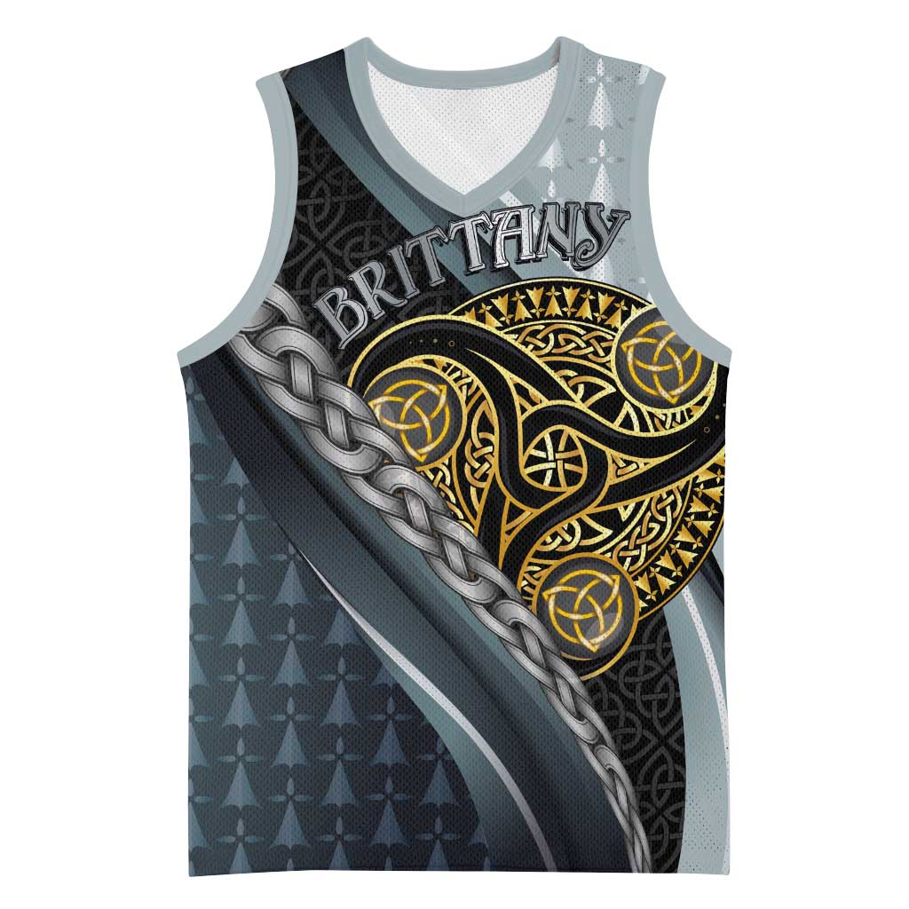 Brittany Triskele Celtic Basketball Jersey Silver and Gold Sporty Style - Wonder Print Shop