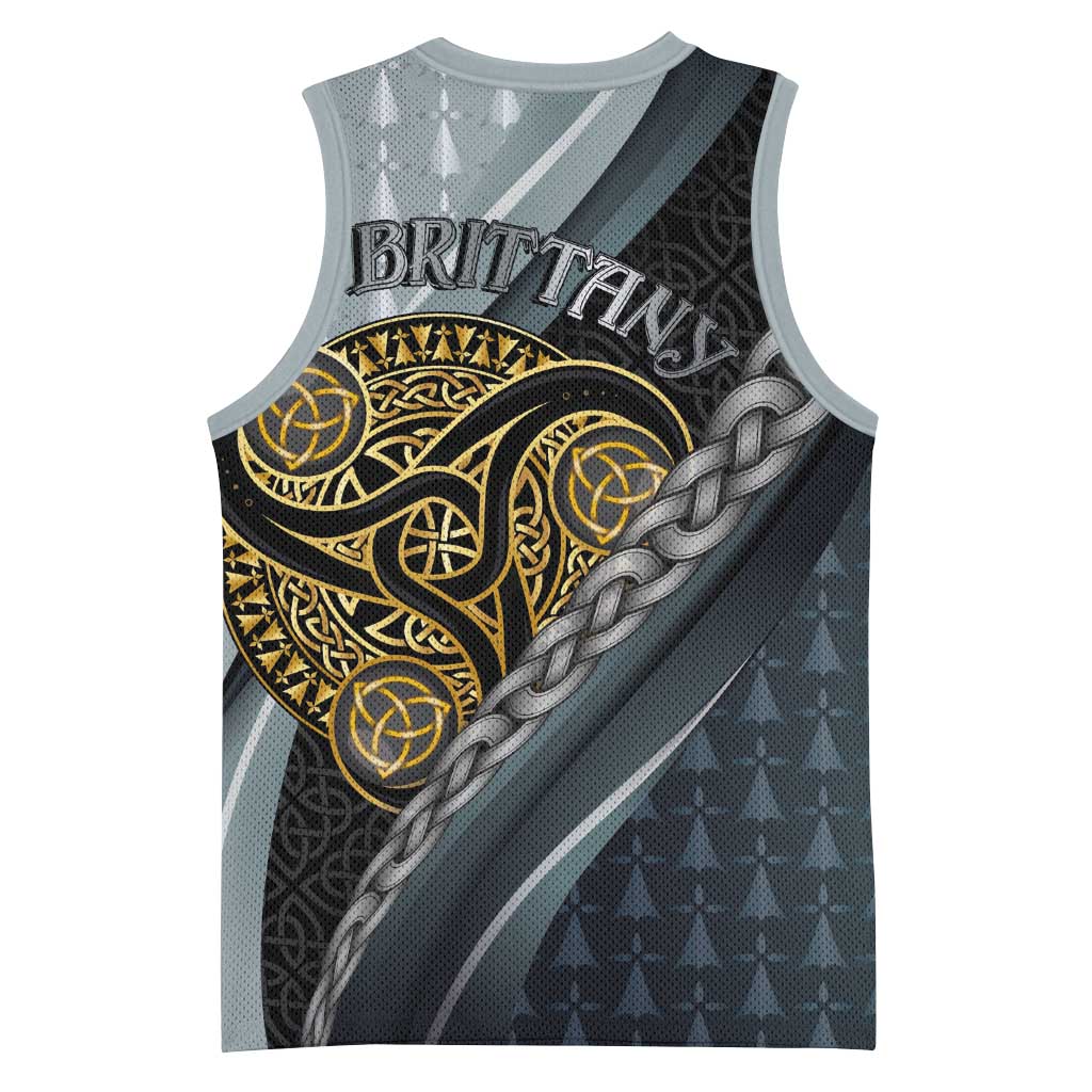 Brittany Triskele Celtic Basketball Jersey Silver and Gold Sporty Style - Wonder Print Shop