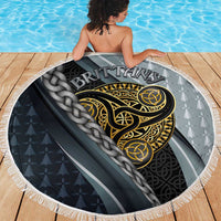 Brittany Triskele Celtic Beach Blanket Silver and Gold Sporty Style - Wonder Print Shop