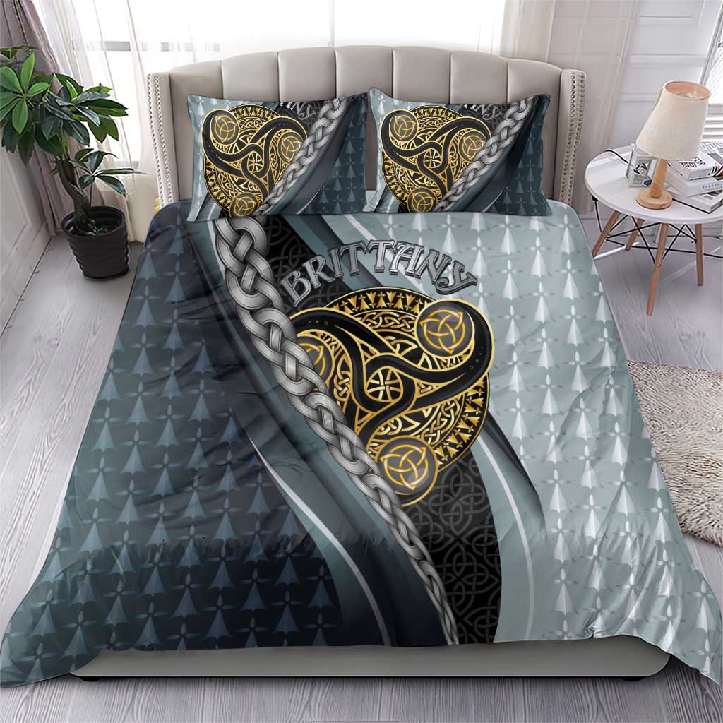 Brittany Triskele Celtic Bedding Set Silver and Gold Sporty Style - Wonder Print Shop