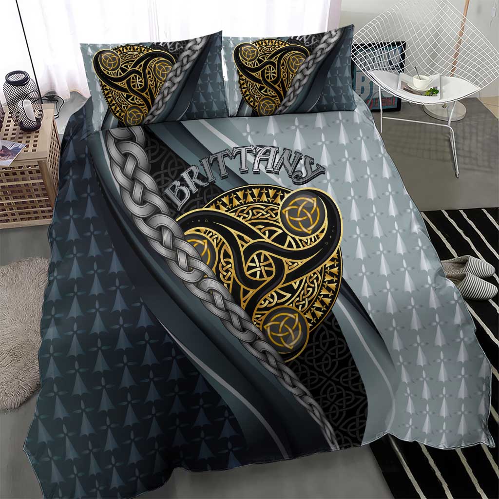 Brittany Triskele Celtic Bedding Set Silver and Gold Sporty Style - Wonder Print Shop