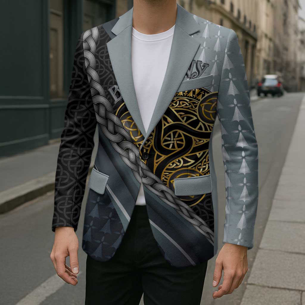 Brittany Triskele Celtic Blazer Silver and Gold Sporty Style - Wonder Print Shop