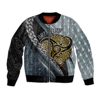 Brittany Triskele Celtic Bomber Jacket Silver and Gold Sporty Style - Wonder Print Shop