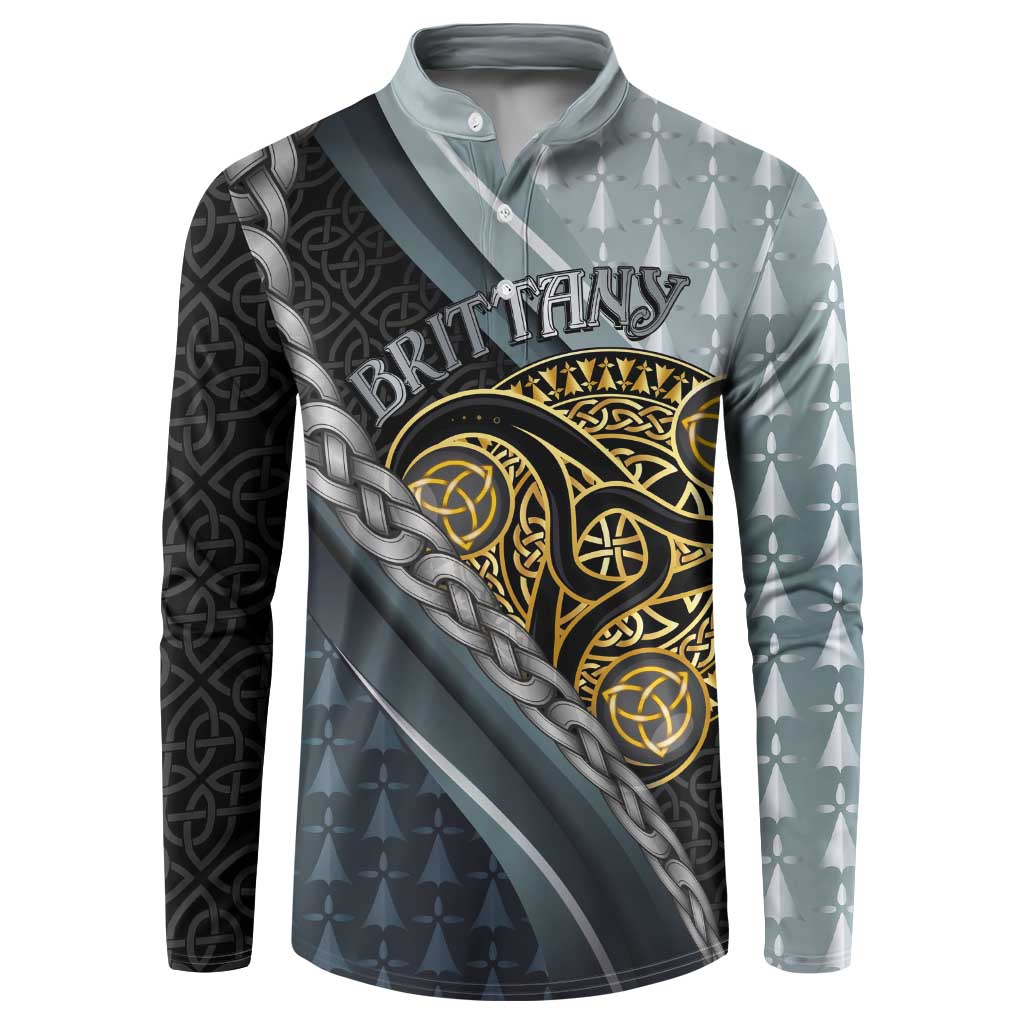 Brittany Triskele Celtic Button Sweatshirt Silver and Gold Sporty Style - Wonder Print Shop