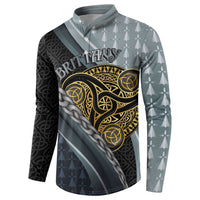 Brittany Triskele Celtic Button Sweatshirt Silver and Gold Sporty Style - Wonder Print Shop