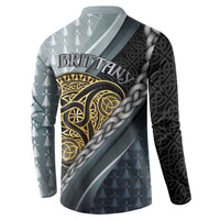 Brittany Triskele Celtic Button Sweatshirt Silver and Gold Sporty Style - Wonder Print Shop