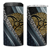 Brittany Triskele Celtic 4 in 1 Can Cooler Tumbler Silver and Gold Sporty Style - Wonder Print Shop