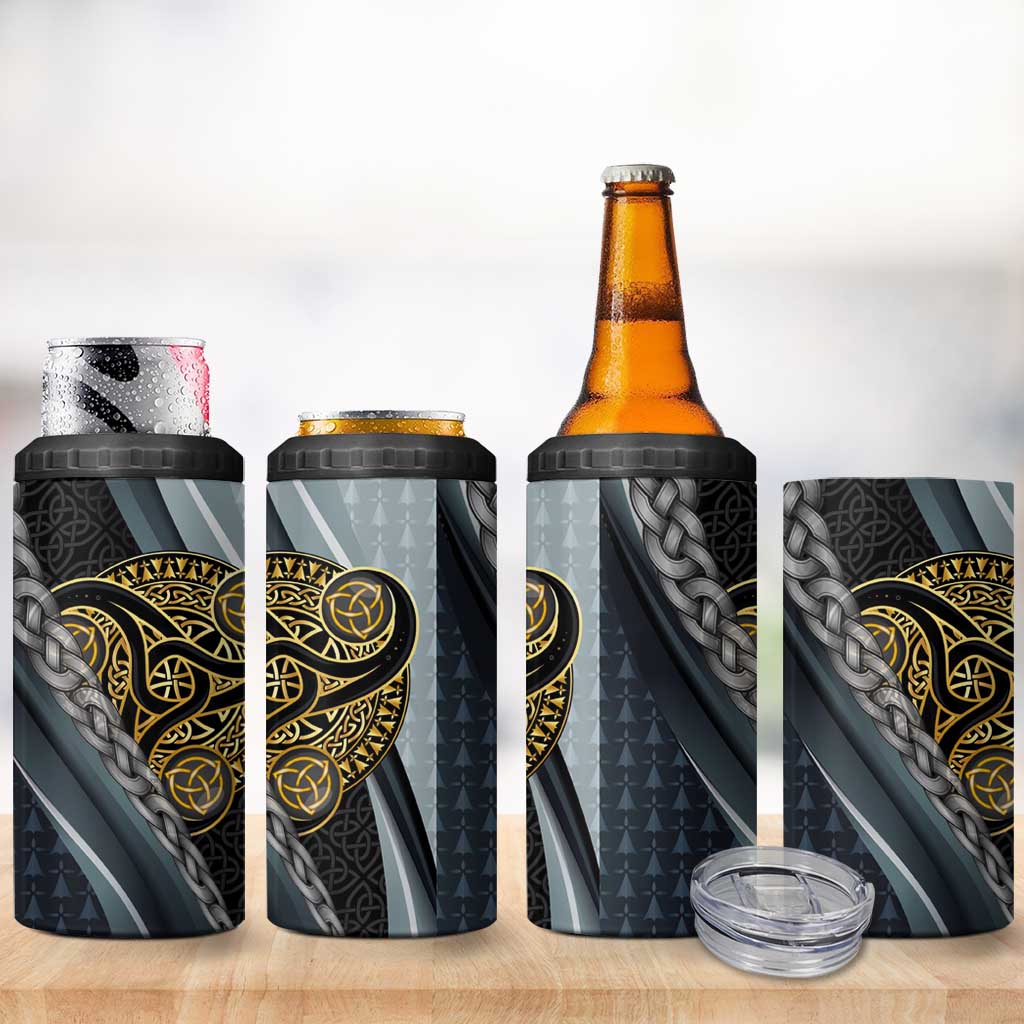 Brittany Triskele Celtic 4 in 1 Can Cooler Tumbler Silver and Gold Sporty Style - Wonder Print Shop