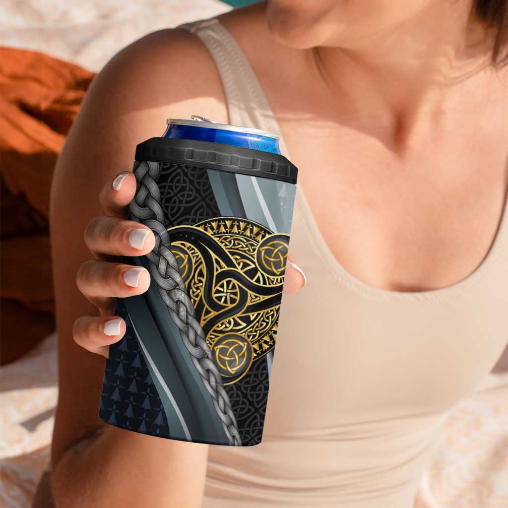 Brittany Triskele Celtic 4 in 1 Can Cooler Tumbler Silver and Gold Sporty Style - Wonder Print Shop