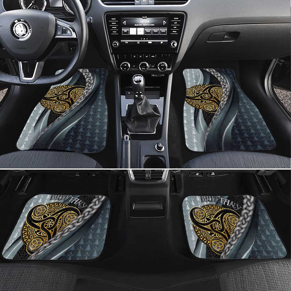 Brittany Triskele Celtic Car Mats Silver and Gold Sporty Style - Wonder Print Shop