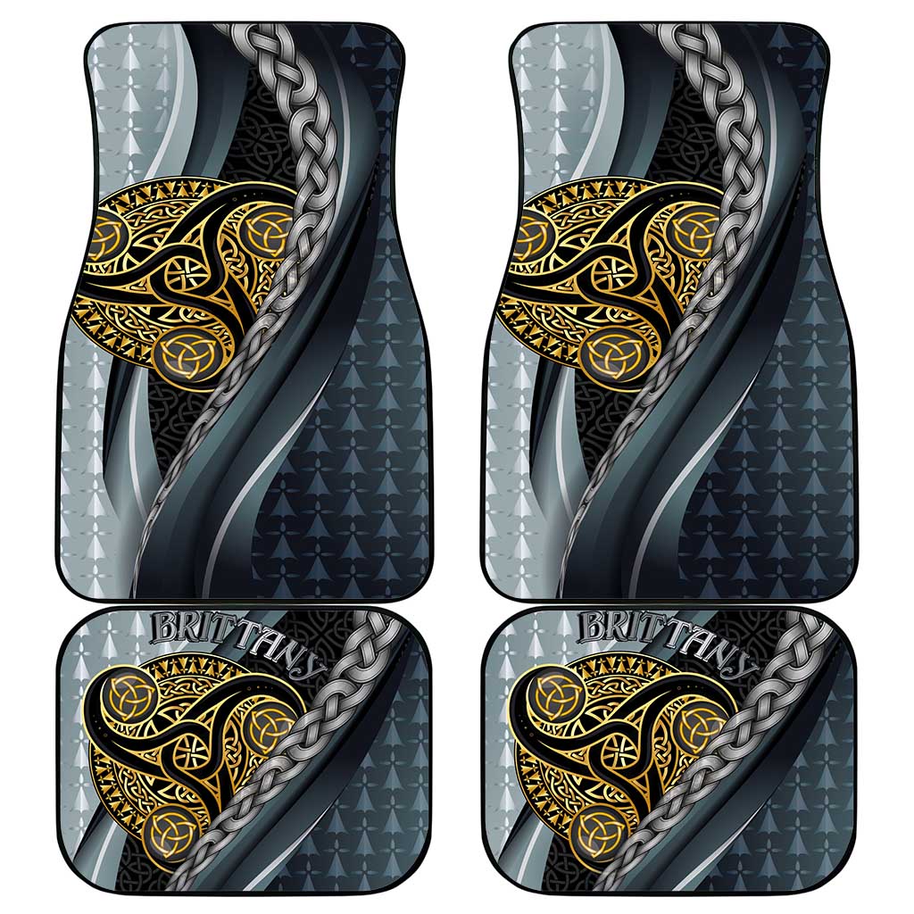 Brittany Triskele Celtic Car Mats Silver and Gold Sporty Style - Wonder Print Shop