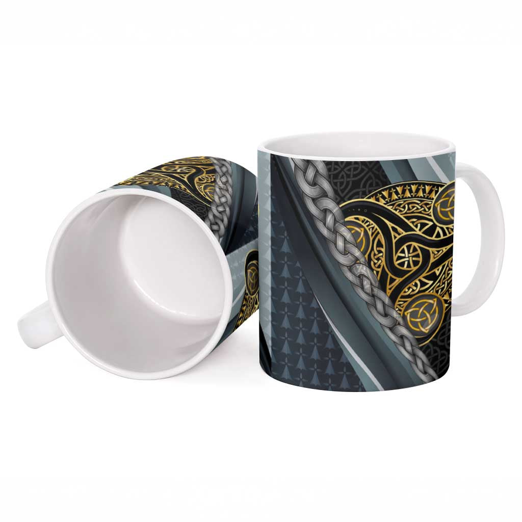 Brittany Triskele Celtic Ceramic Mug Silver and Gold Sporty Style - Wonder Print Shop