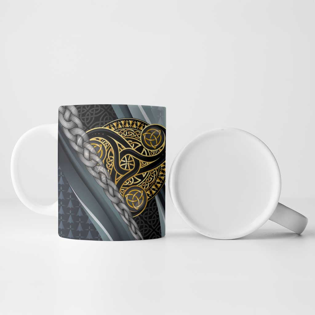 Brittany Triskele Celtic Ceramic Mug Silver and Gold Sporty Style - Wonder Print Shop