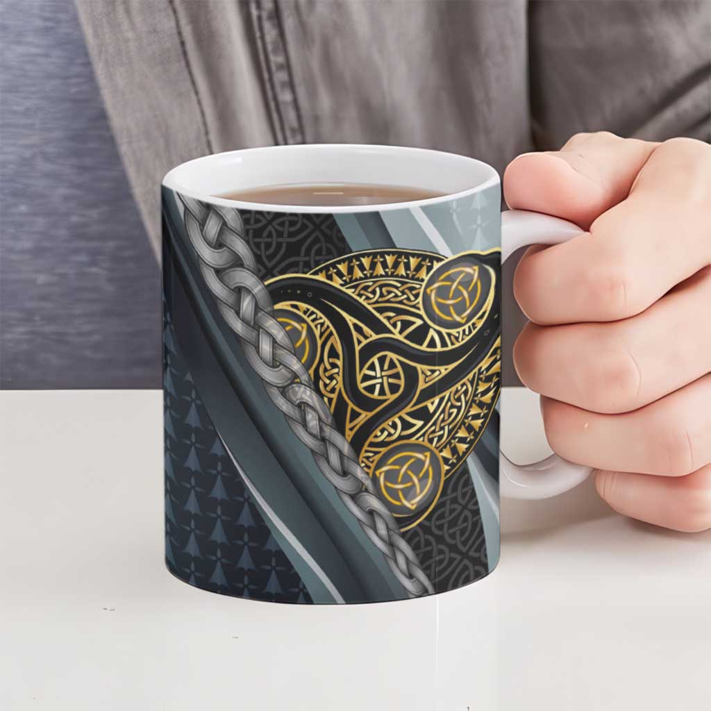 Brittany Triskele Celtic Ceramic Mug Silver and Gold Sporty Style - Wonder Print Shop