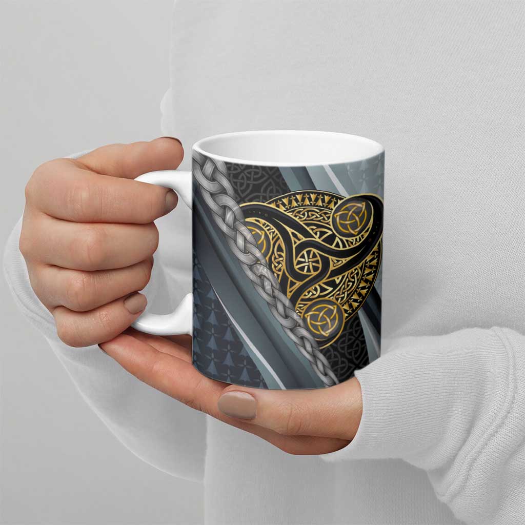Brittany Triskele Celtic Ceramic Mug Silver and Gold Sporty Style - Wonder Print Shop