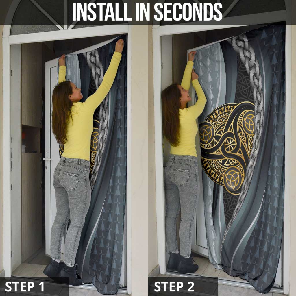 Brittany Triskele Celtic Door Cover Silver and Gold Sporty Style - Wonder Print Shop