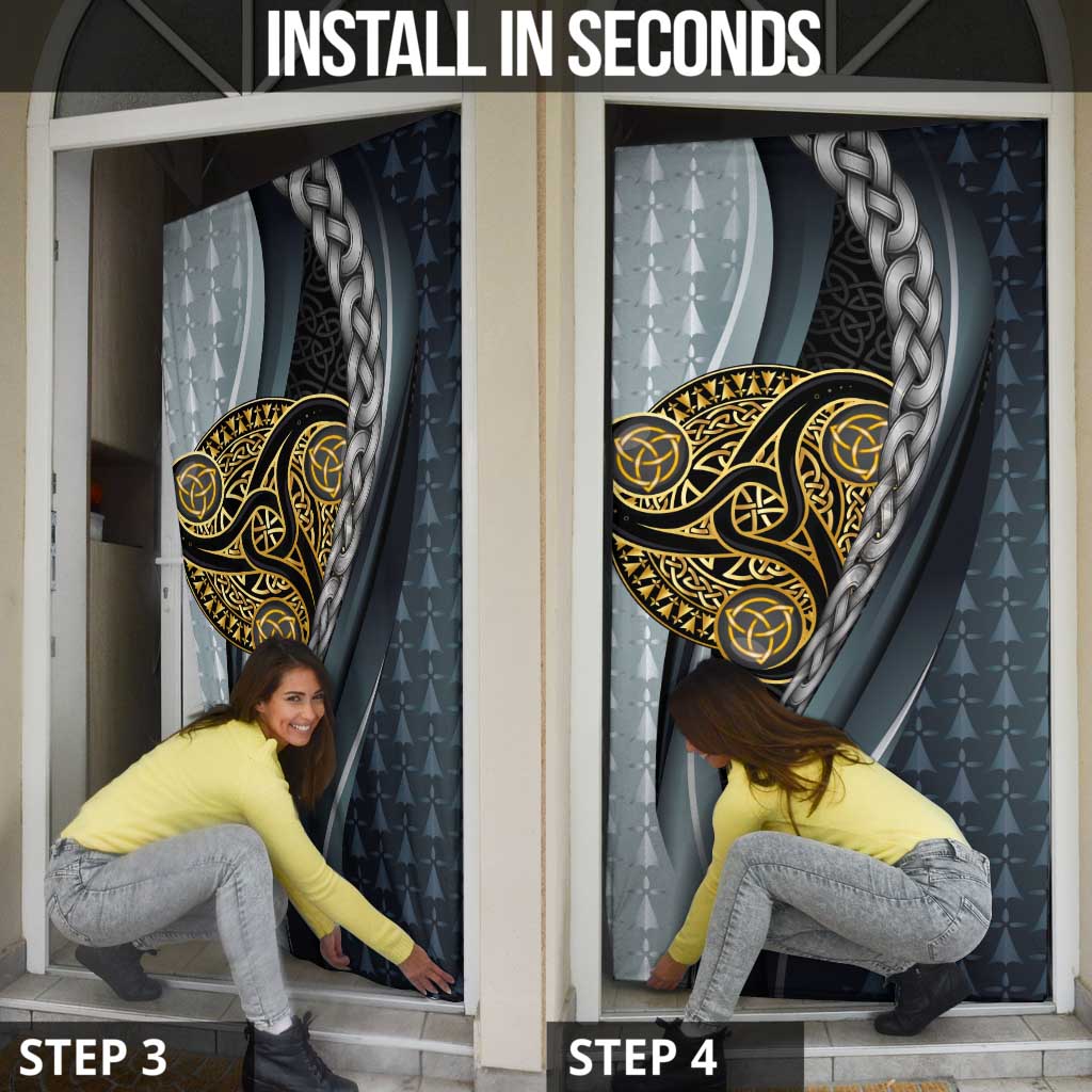 Brittany Triskele Celtic Door Cover Silver and Gold Sporty Style - Wonder Print Shop