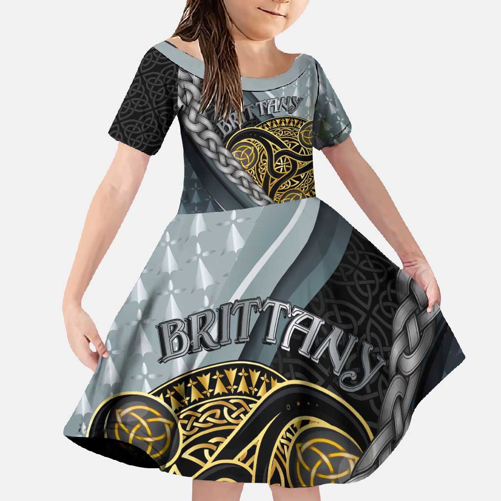 Brittany Triskele Celtic Family Matching Mermaid Dress and Hawaiian Shirt Silver and Gold Sporty Style - Wonder Print Shop