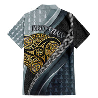 Brittany Triskele Celtic Family Matching Mermaid Dress and Hawaiian Shirt Silver and Gold Sporty Style - Wonder Print Shop