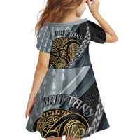 Brittany Triskele Celtic Family Matching Off The Shoulder Long Sleeve Dress and Hawaiian Shirt Silver and Gold Sporty Style - Wonder Print Shop