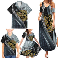 Brittany Triskele Celtic Family Matching Summer Maxi Dress and Hawaiian Shirt Silver and Gold Sporty Style - Wonder Print Shop