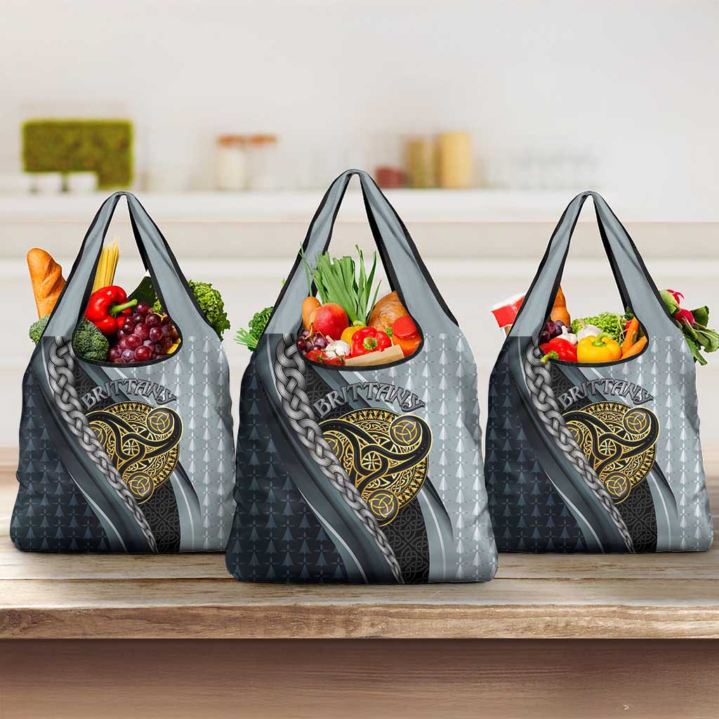 Brittany Triskele Celtic Grocery Bag Silver and Gold Sporty Style - Wonder Print Shop