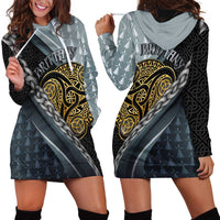 Brittany Triskele Celtic Hoodie Dress Silver and Gold Sporty Style - Wonder Print Shop