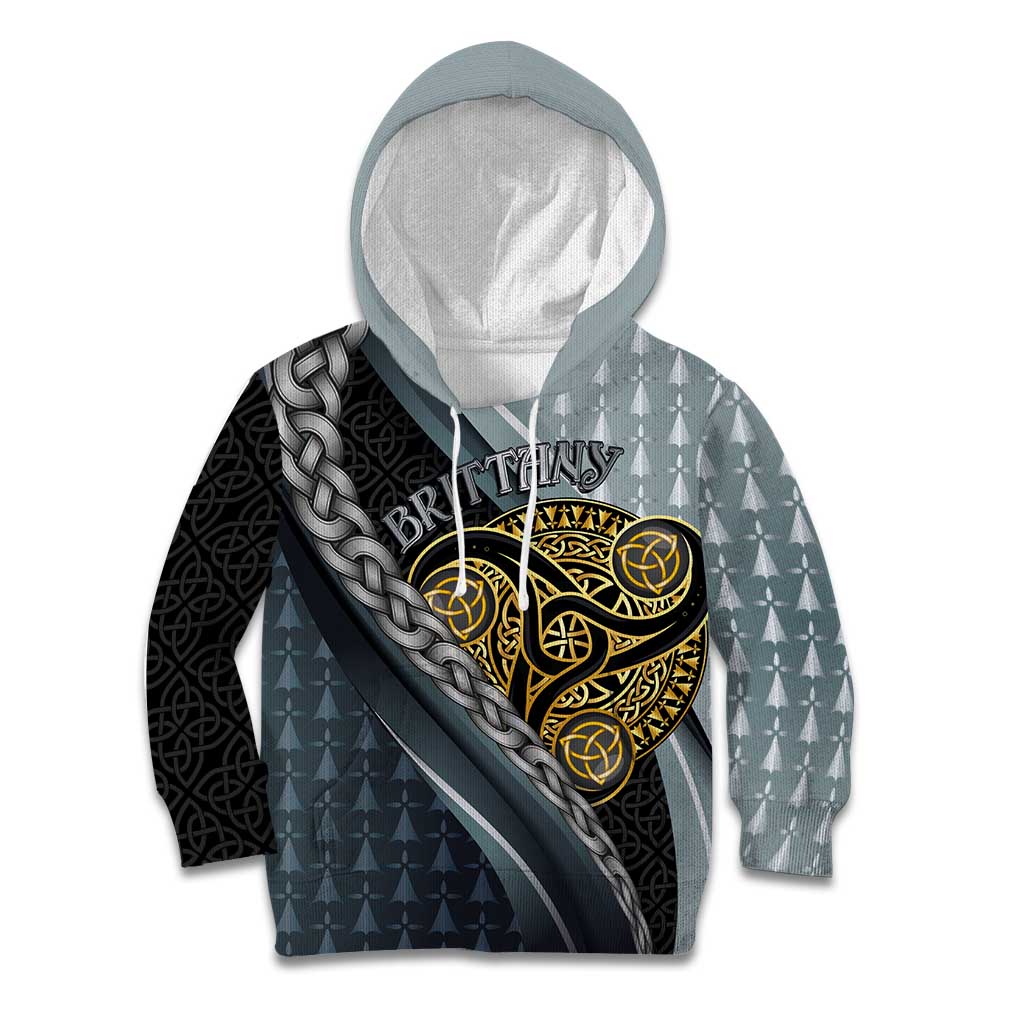 Brittany Triskele Celtic Kid Hoodie Silver and Gold Sporty Style - Wonder Print Shop