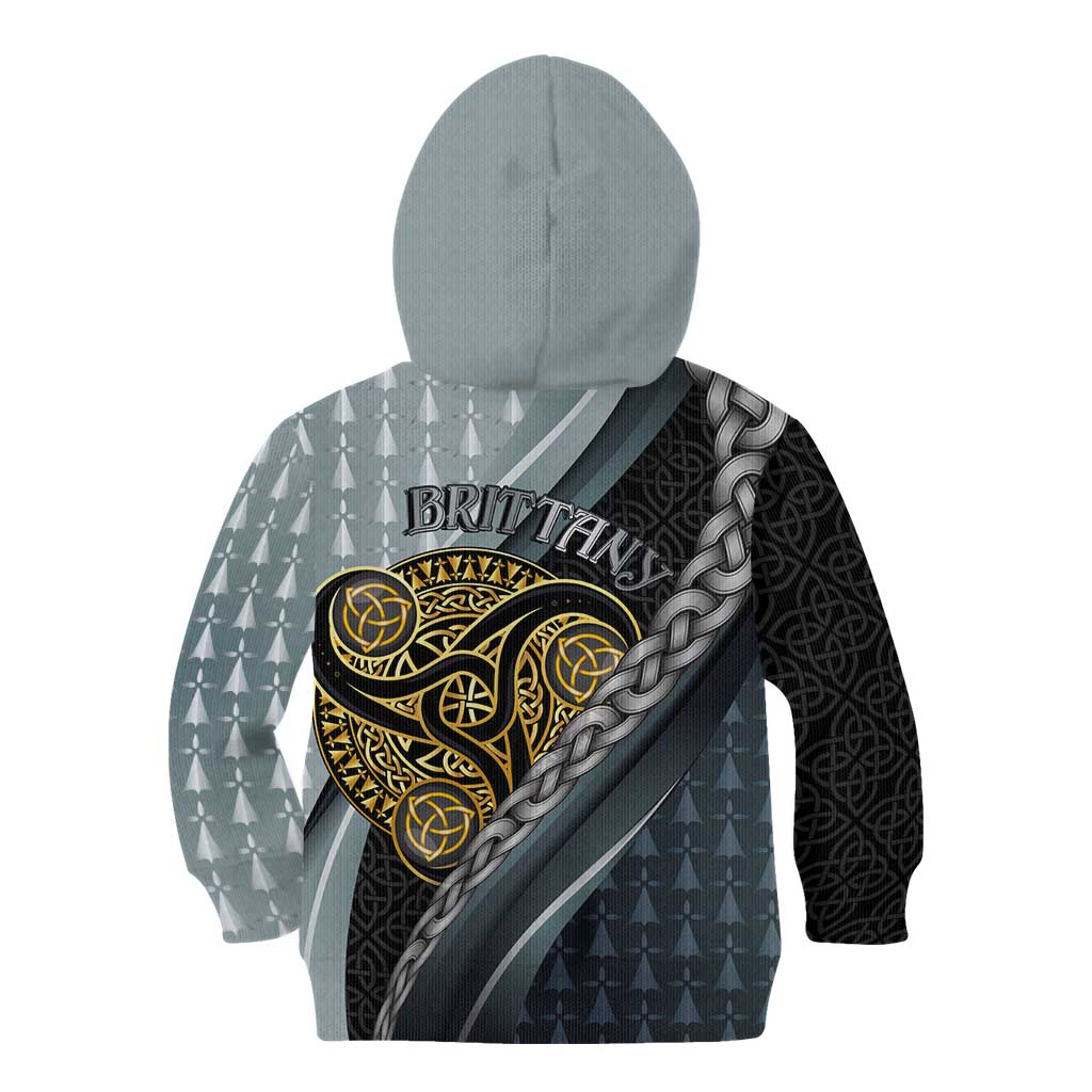 Brittany Triskele Celtic Kid Hoodie Silver and Gold Sporty Style - Wonder Print Shop