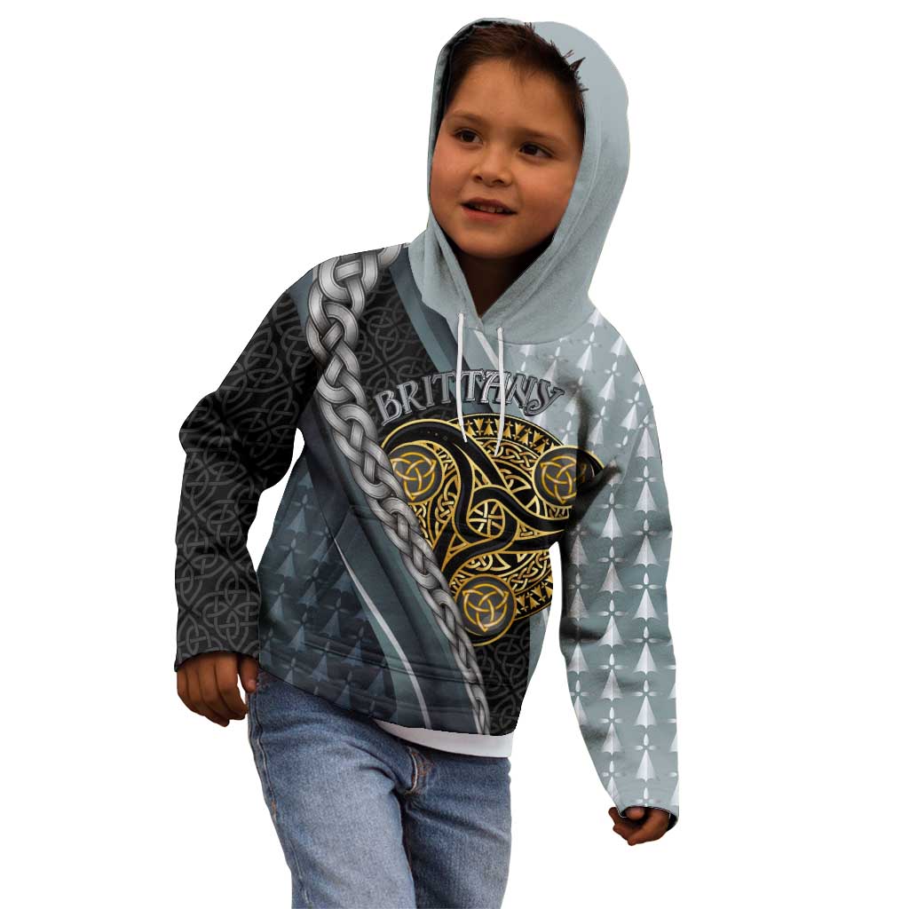 Brittany Triskele Celtic Kid Hoodie Silver and Gold Sporty Style - Wonder Print Shop