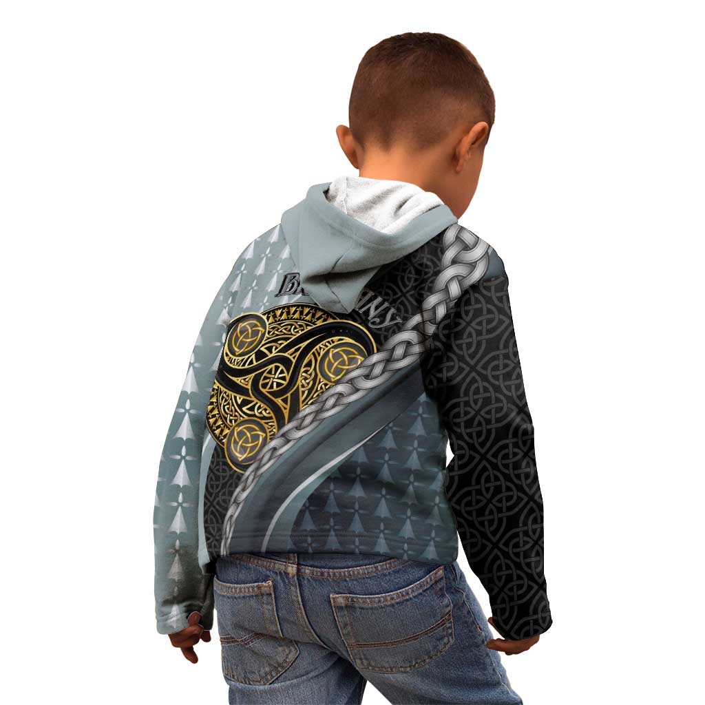 Brittany Triskele Celtic Kid Hoodie Silver and Gold Sporty Style - Wonder Print Shop