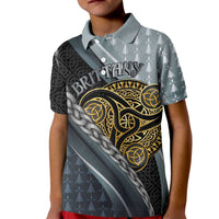 Brittany Triskele Celtic Kid Polo Shirt Silver and Gold Sporty Style - Wonder Print Shop