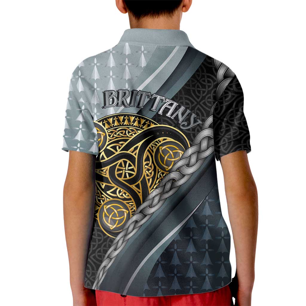 Brittany Triskele Celtic Kid Polo Shirt Silver and Gold Sporty Style - Wonder Print Shop