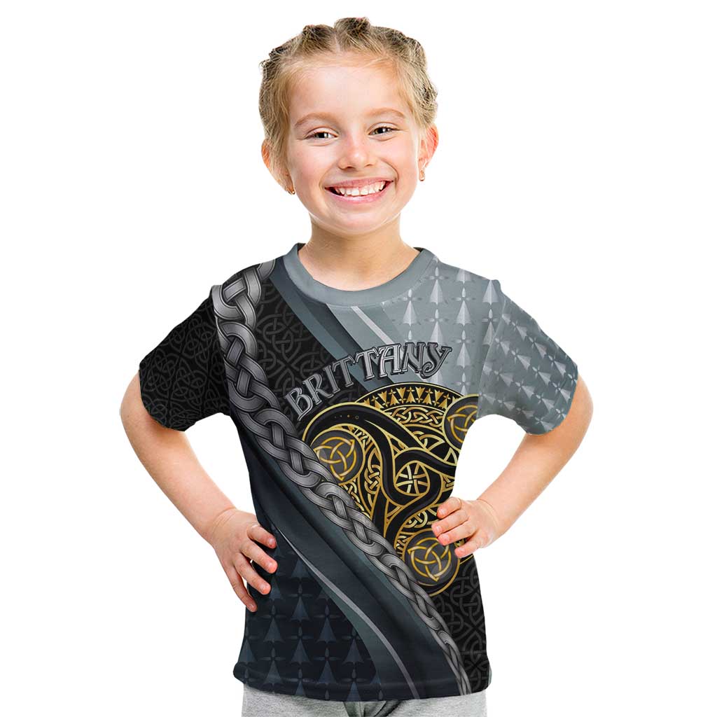 Brittany Triskele Celtic Kid T Shirt Silver and Gold Sporty Style - Wonder Print Shop