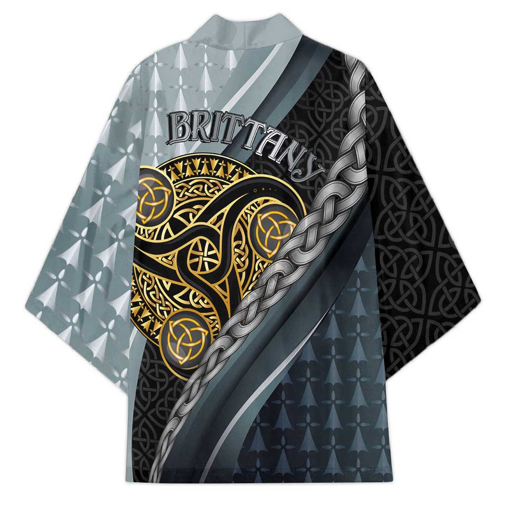 Brittany Triskele Celtic Kimono Silver and Gold Sporty Style - Wonder Print Shop