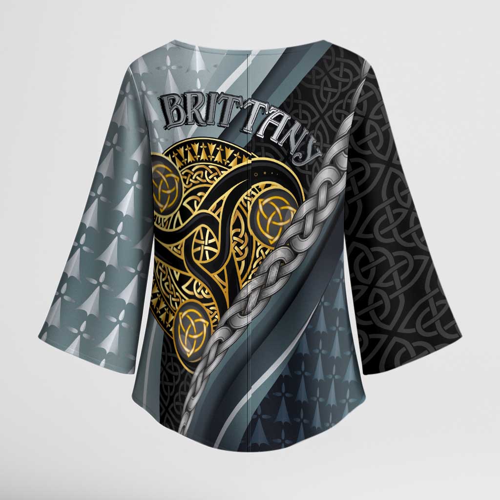 Brittany Triskele Celtic Kimono Sleeve Blouse Silver and Gold Sporty Style - Wonder Print Shop