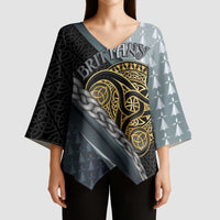 Brittany Triskele Celtic Kimono Sleeve Blouse Silver and Gold Sporty Style - Wonder Print Shop