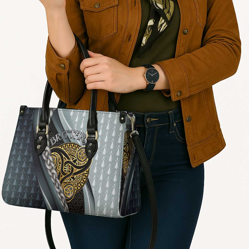 Brittany Triskele Celtic Leather Bag Silver and Gold Sporty Style - Wonder Print Shop