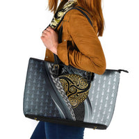 Brittany Triskele Celtic Leather Tote Bag Silver and Gold Sporty Style - Wonder Print Shop
