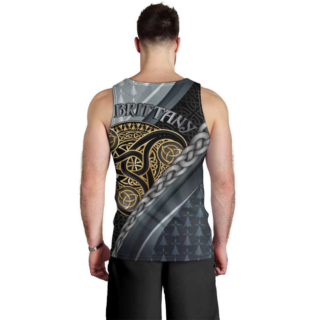 Brittany Triskele Celtic Men Tank Top Silver and Gold Sporty Style - Wonder Print Shop