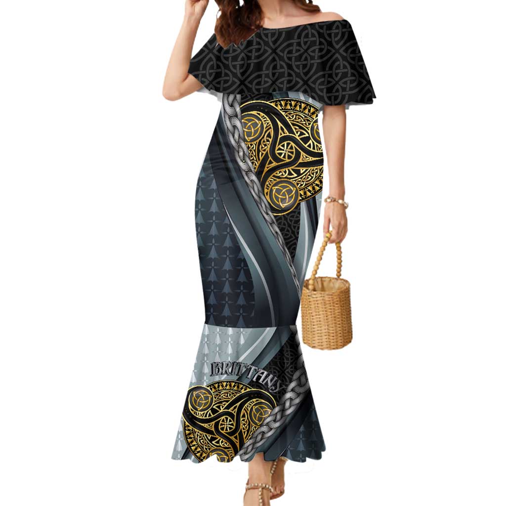 Brittany Triskele Celtic Mermaid Dress Silver and Gold Sporty Style - Wonder Print Shop