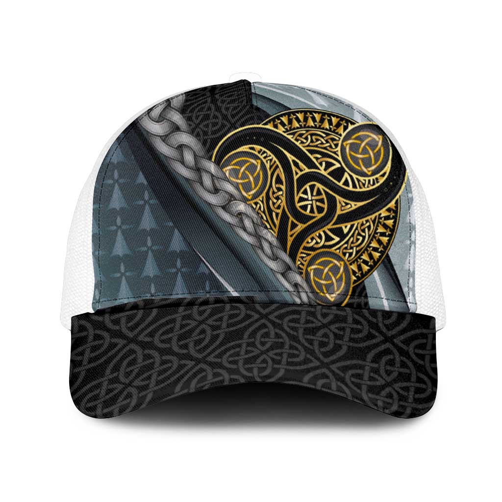 Brittany Triskele Celtic Mesh Trucker Cap Silver and Gold Sporty Style - Wonder Print Shop
