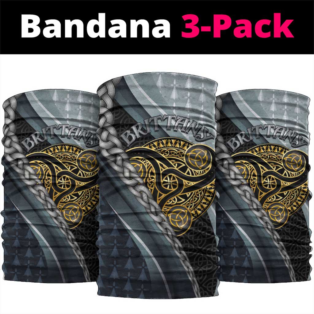Brittany Triskele Celtic Neck Gaiter Silver and Gold Sporty Style - Wonder Print Shop
