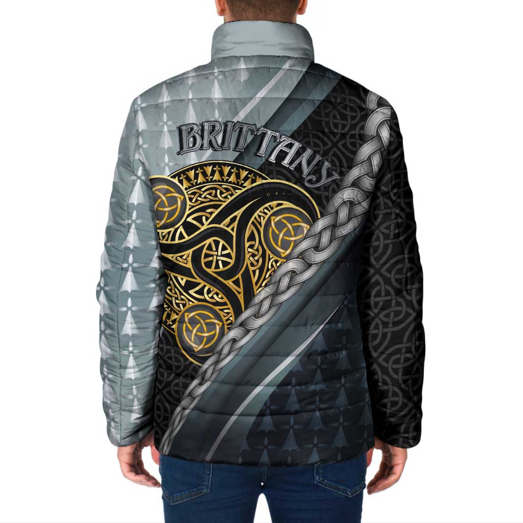 Brittany Triskele Celtic Padded Jacket Silver and Gold Sporty Style - Wonder Print Shop