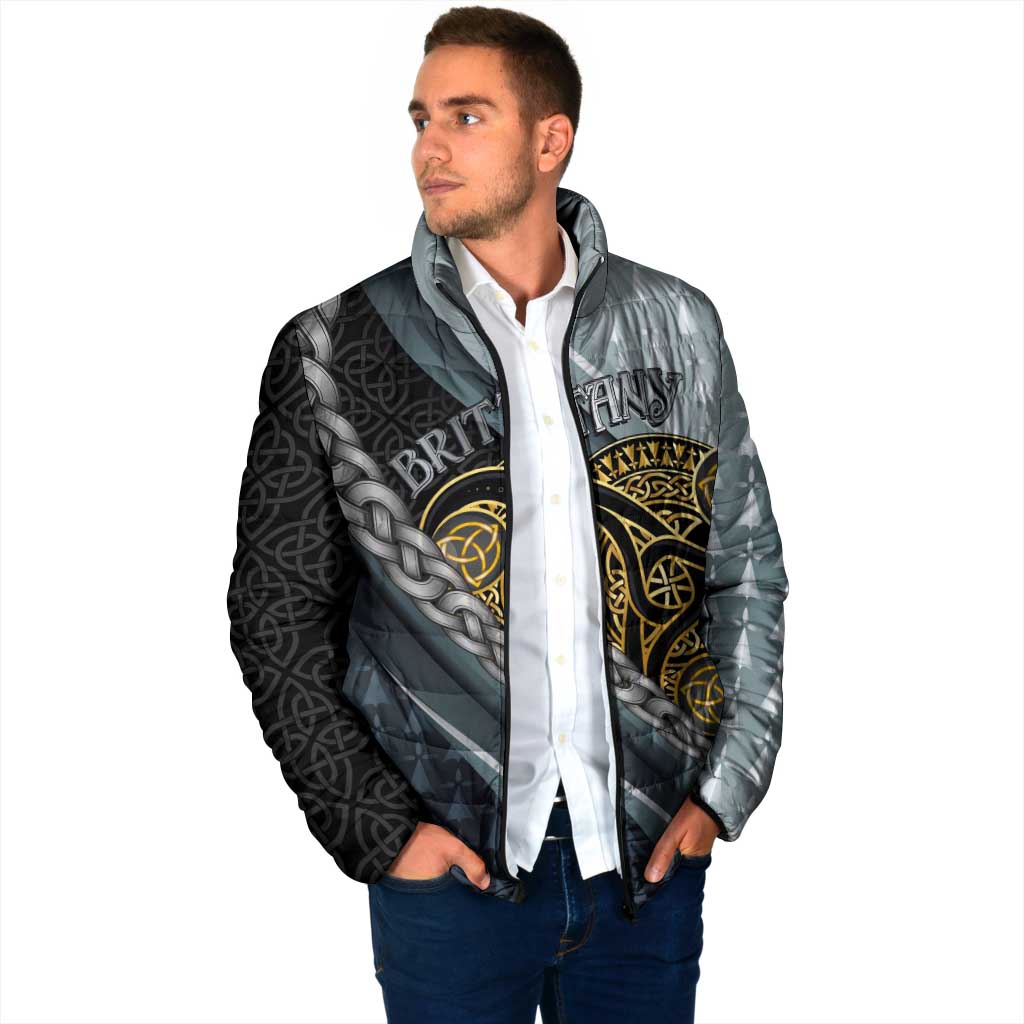 Brittany Triskele Celtic Padded Jacket Silver and Gold Sporty Style - Wonder Print Shop