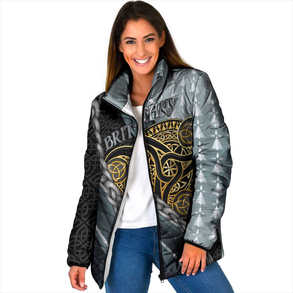 Brittany Triskele Celtic Padded Jacket Silver and Gold Sporty Style - Wonder Print Shop